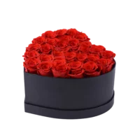 Heart-shaped red preserved rose gift box by UKIQUEEN, ideal for wholesale and custom gifts.