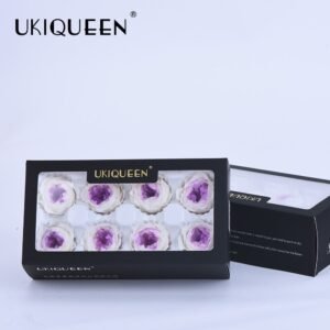 4-5cm preserved austin roses white purple 8pcs box, for gifting