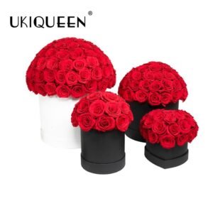UKIQUEEN Preserved Rose Dome Box in Red - Multiple Sizes: Large White, Medium/Small Black, Heart-Shaped