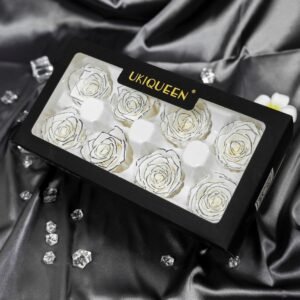 UkiQueen White Roses in Box with Crystal Accents
